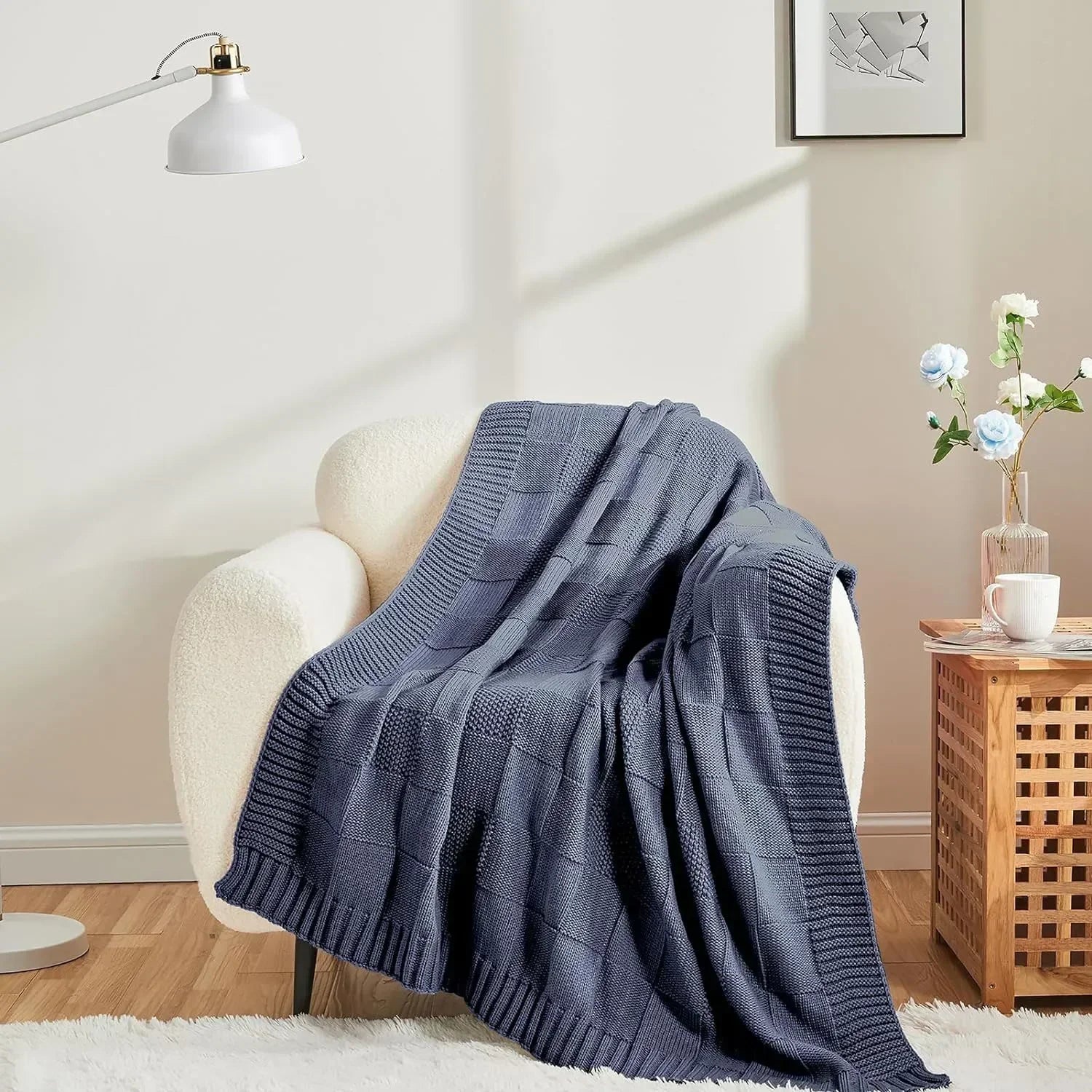 Ellis Checked Knit Blanket