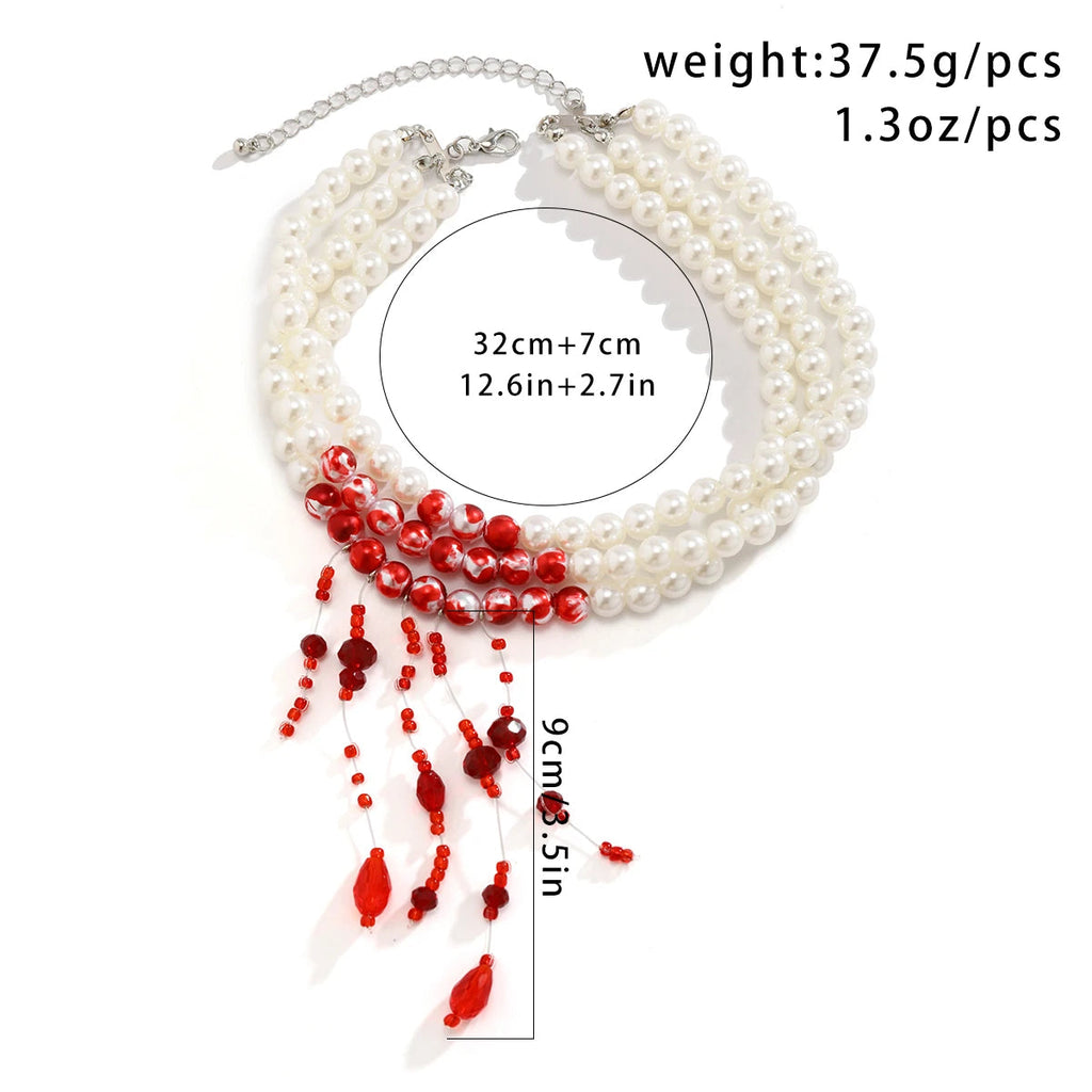 Pearl Blood Halloween Necklace